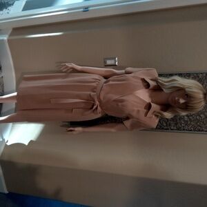 Donna Morgan Short Sleeve Camel Wrap Dress